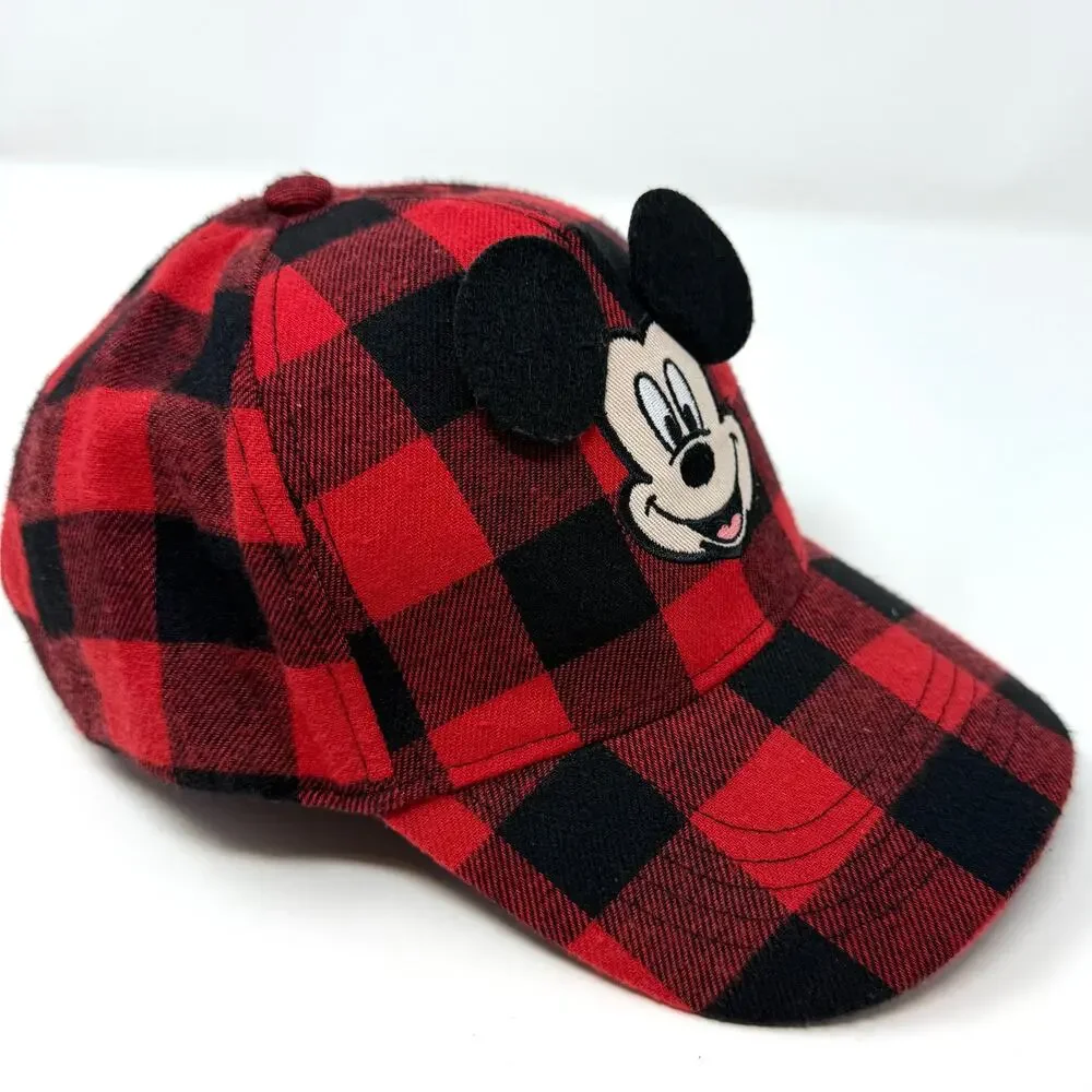 Disney Mickey Mouse 3D Flannel Buffalo Check Plaid Toddler Hat One Size